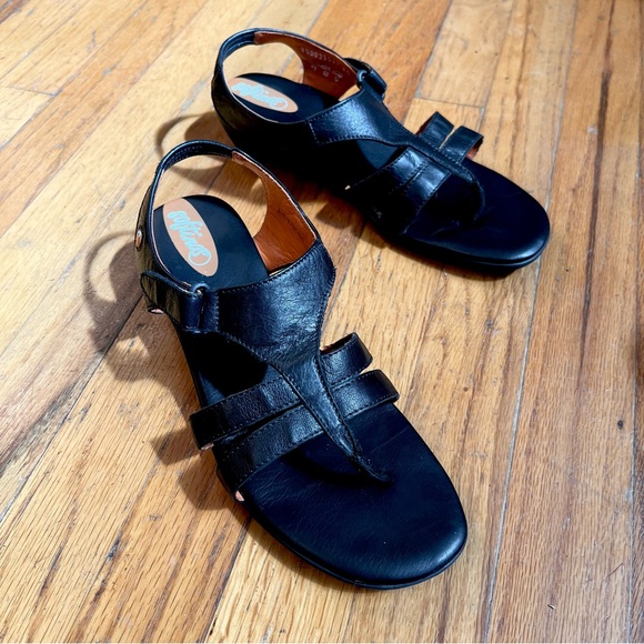Softinos Black Leather Sandals, 40 - Picture 2 of 4